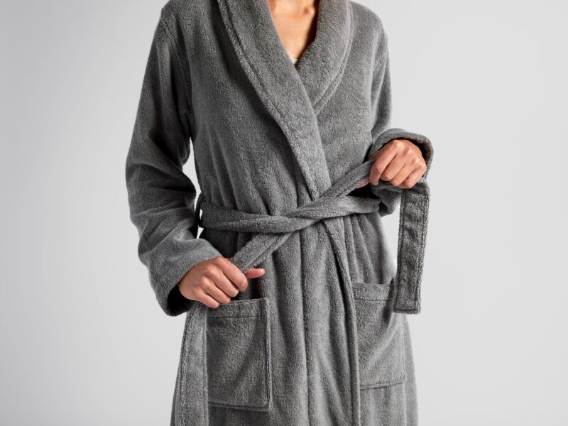Classic Turkish Cotton Robe (Stone) - Image 3